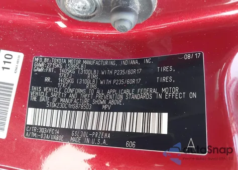 2017 Toyota Sienna Le 8 Passenger from USA, damaged, VIN 5TDKZ3DC1HS878503